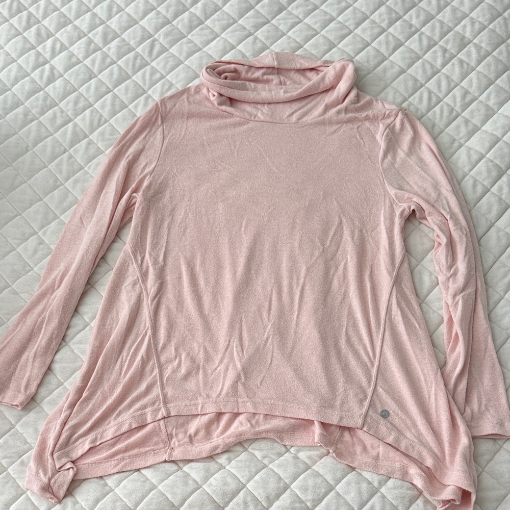 Apana Pink Cowl Neck light weight knit athletic Sweater pullover Sz L
